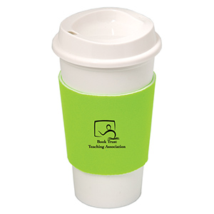 DA7437
	-NYC PLASTIC CUP WITH NEOPRENE SLEEVE
	-White cup with Lime Green sleeve